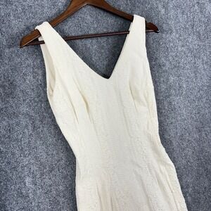 Bianca Nero Sleeveless Mini Dress V Neck Textured White Size Small S
